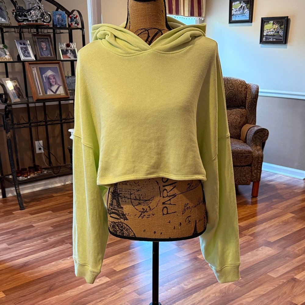 Express size medium lime green cropped hoodie